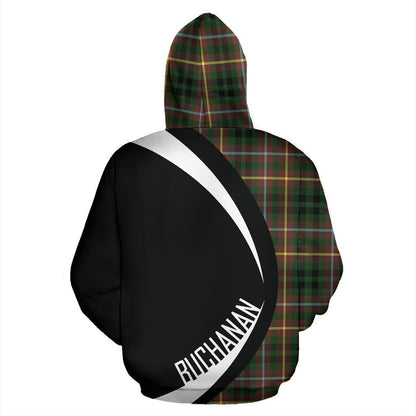 Printivon Buchanan Hunting Tartan Crest Hoodie Circle Style
