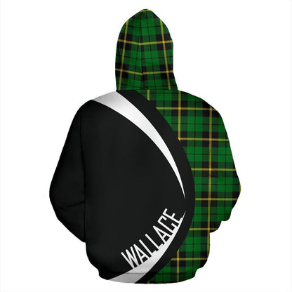 Printivon Wallace Hunting Green Tartan Crest Hoodie Circle Style
