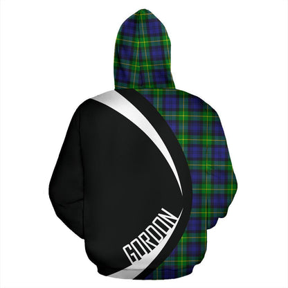 Printivon Gordon Modern Tartan Crest Hoodie Circle Style