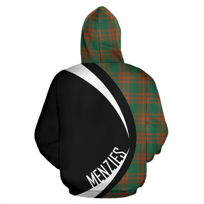 Printivon Menzies Green Ancient Tartan Crest Hoodie Circle Style
