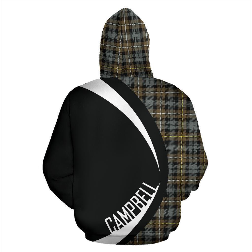 Printivon Campbell Argyll Weathered Tartan Crest Hoodie Circle Style