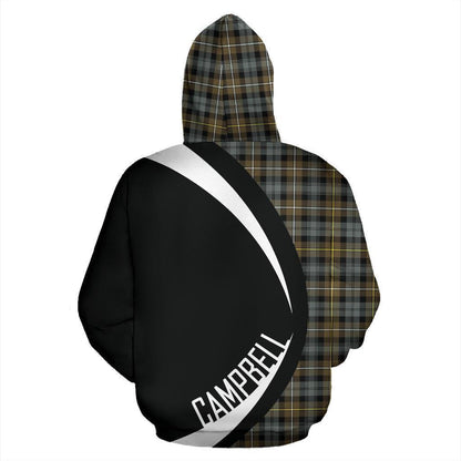 Printivon Campbell Argyll Weathered Tartan Crest Hoodie Circle Style