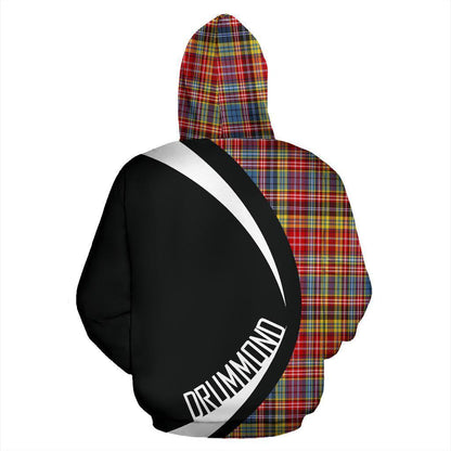 Printivon Drummond Of Strathallan Tartan Crest Hoodie Circle Style