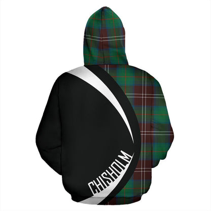 Printivon Chisholm Hunting Ancient Tartan Crest Hoodie Circle Style