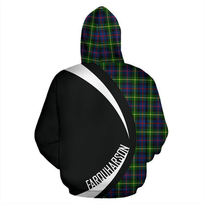 Printivon Farquharson Modern Tartan Crest Hoodie Circle Style