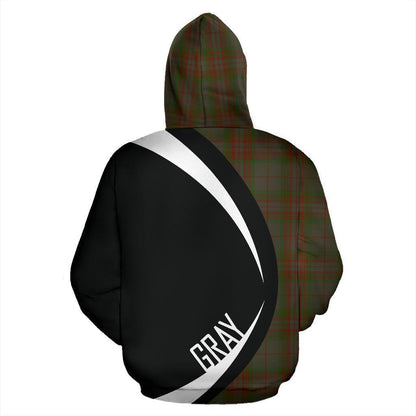 Printivon Gray Tartan Crest Hoodie Circle Style