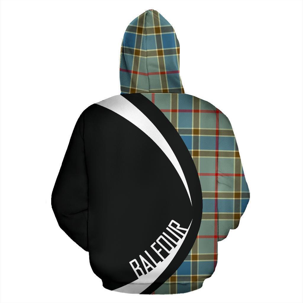 Printivon Balfour Blue Tartan Crest Hoodie Circle Style