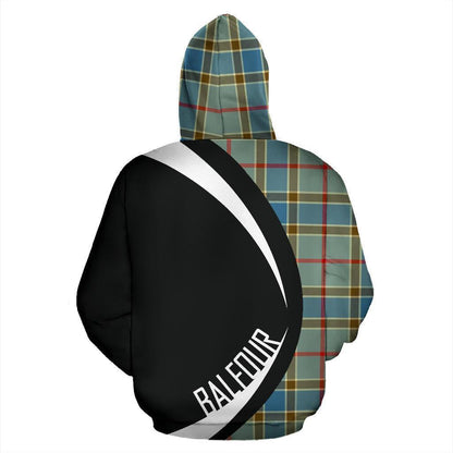 Printivon Balfour Blue Tartan Crest Hoodie Circle Style