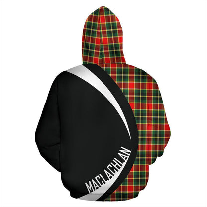 Printivon Maclachlan Hunting Modern Tartan Crest Hoodie Circle Style