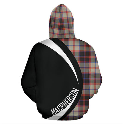 Printivon Macpherson Hunting Ancient Tartan Crest Hoodie Circle Style