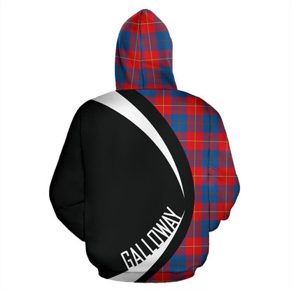 Printivon Galloway Red Tartan Crest Hoodie Circle Style