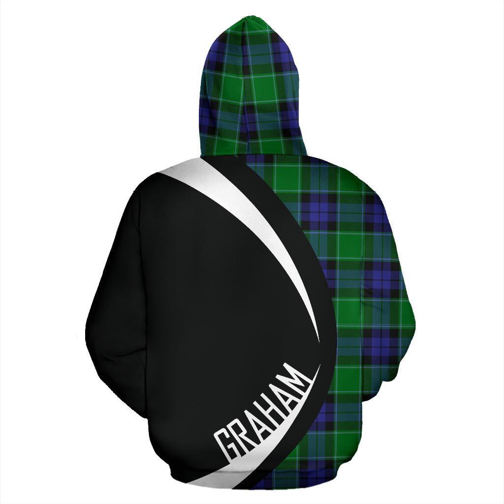 Printivon Graham Of Menteith Modern Tartan Crest Hoodie Circle Style