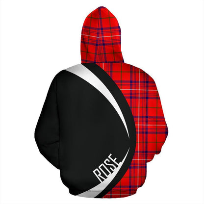 Printivon Rose Modern Tartan Crest Hoodie Circle Style