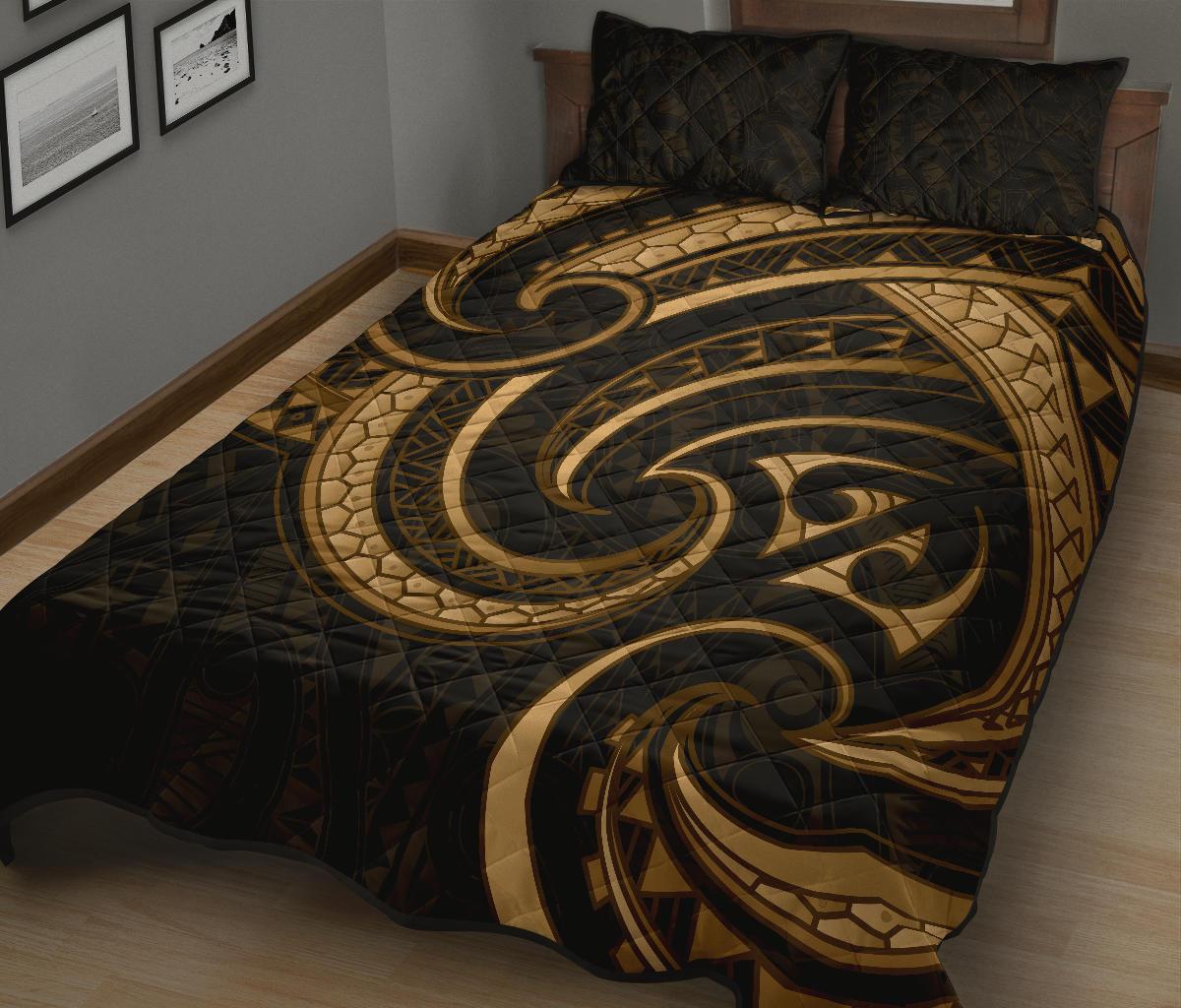 New Zealand Maori Mangopare Quilt Bed Set Polynesian Gold