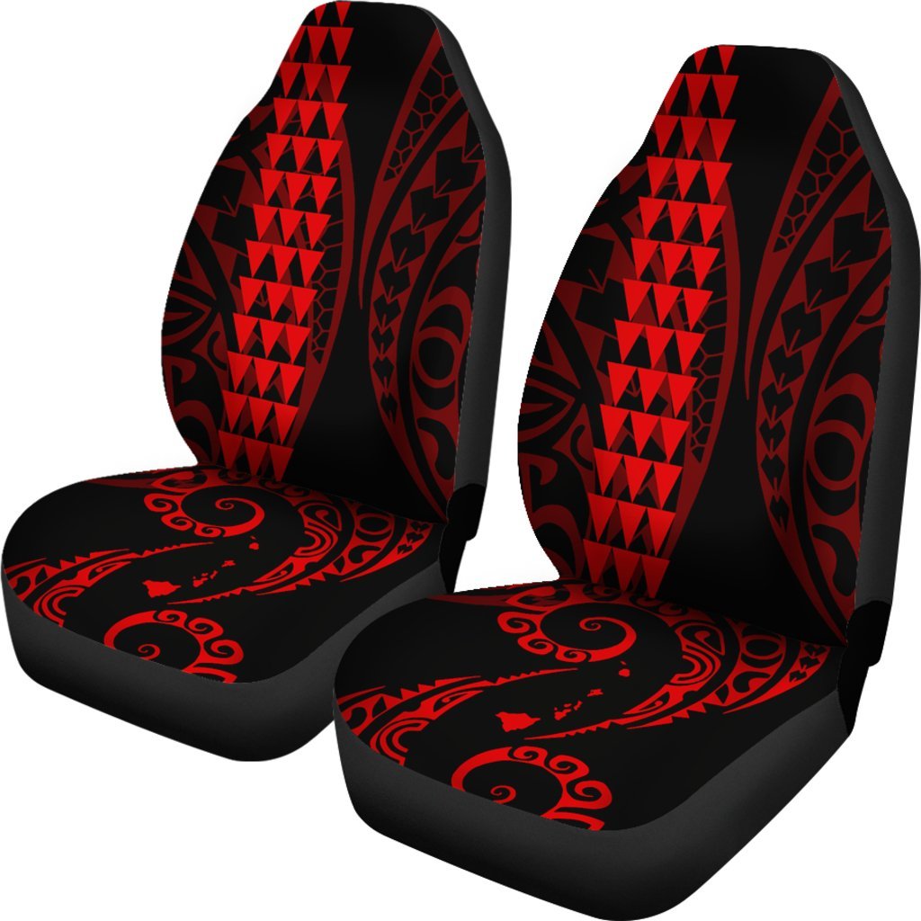 Hawaii Kakau Red Polynesian Car Seat Covers