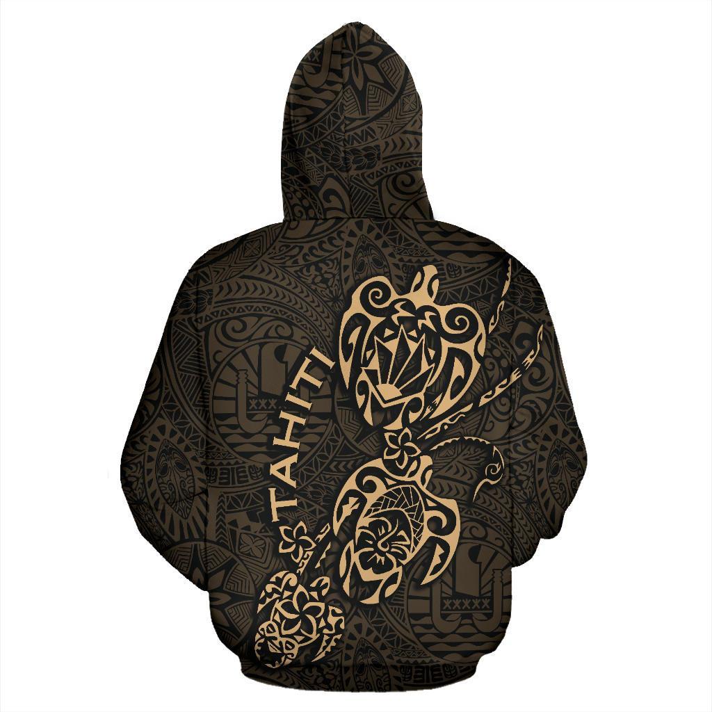 Tahiti Polynesian Family Turtles Hoodie Gold