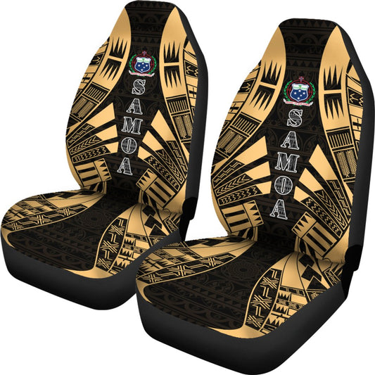 Samoa Car Seat Covers Polynesian Tattoo Gold