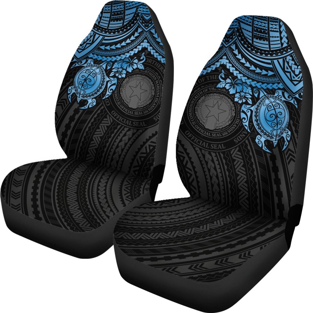 CNMI Seal Car Seat Covers Blue Turtle Hibiscus