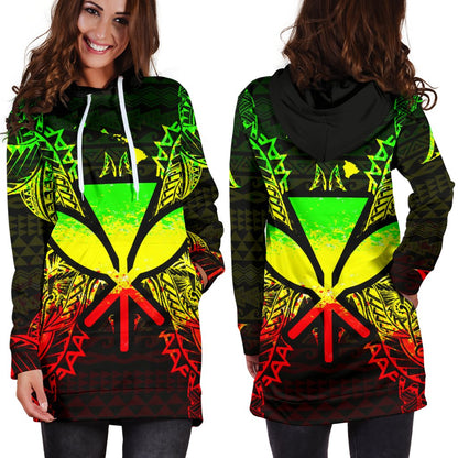 Hawaii Polynesian Hoodie Dress Map Reggae