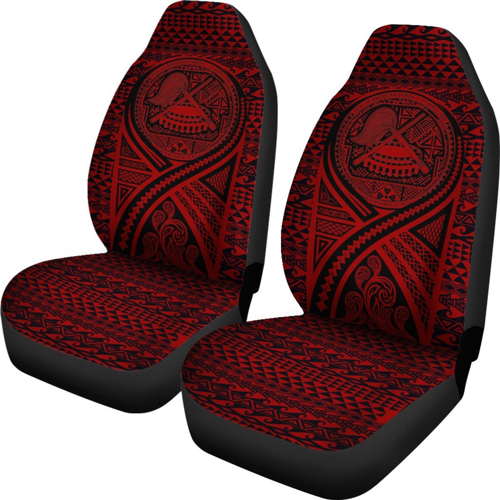 American Samoa Car Seat Cover American Samoa Seal Polynesian Tattoo Red