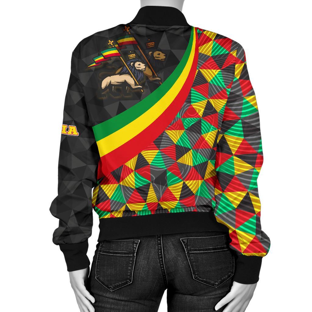 Ethiopia Women'S Bomber Jacket - Ethiopia Rasta Lion