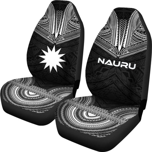 Nauru Car Seat Cover Nauru Flag Polynesian Chief Tattoo Black Version
