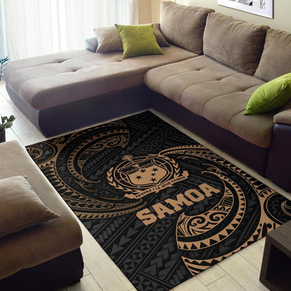 Samoa Polynesian Area Rug Gold Tribal Wave