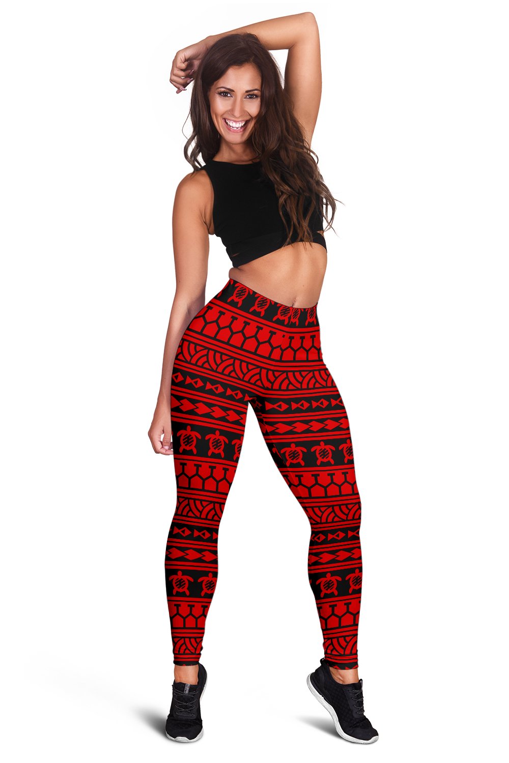 Polynesian Tattoo Tribal Red Hawaii Women's Leggings AH