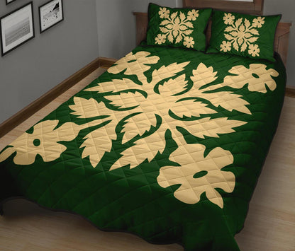 Hawaiian Quilt Bed Set Royal Pattern Green B2 Style