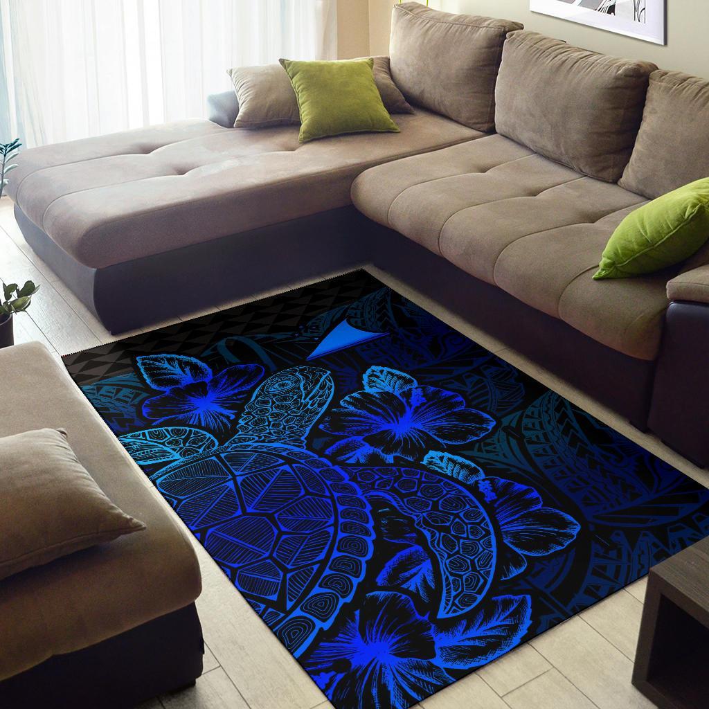 Tokelau Area Rugs Turtle Hibiscus Blue
