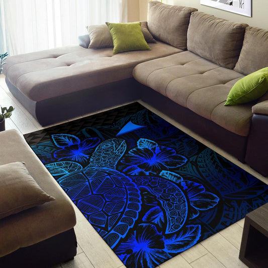 Tokelau Area Rugs Turtle Hibiscus Blue