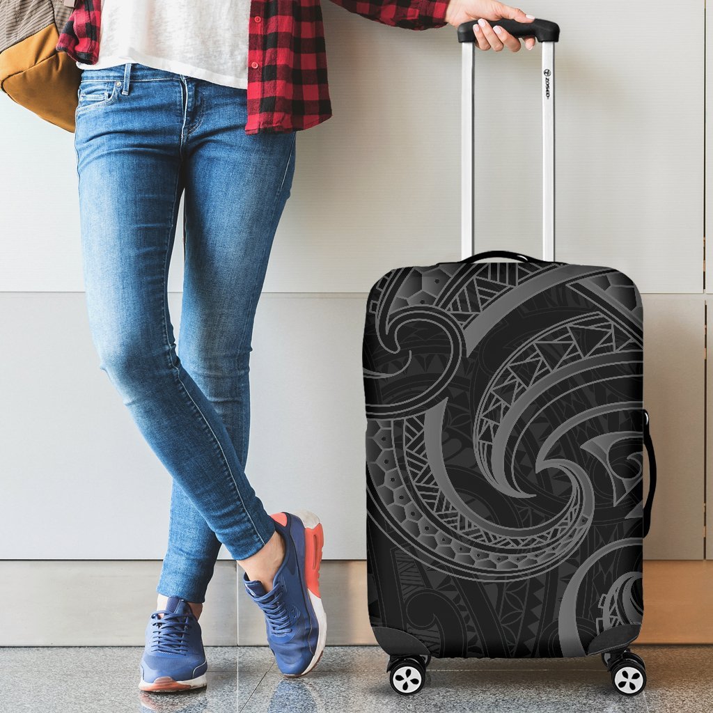 New Zealand Maori Mangopare Luggage Cover Polynesian Black