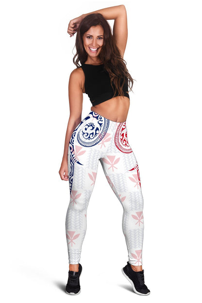 Hawaiian Kanaka Women's Leggings Flag Nation Demodern White AH
