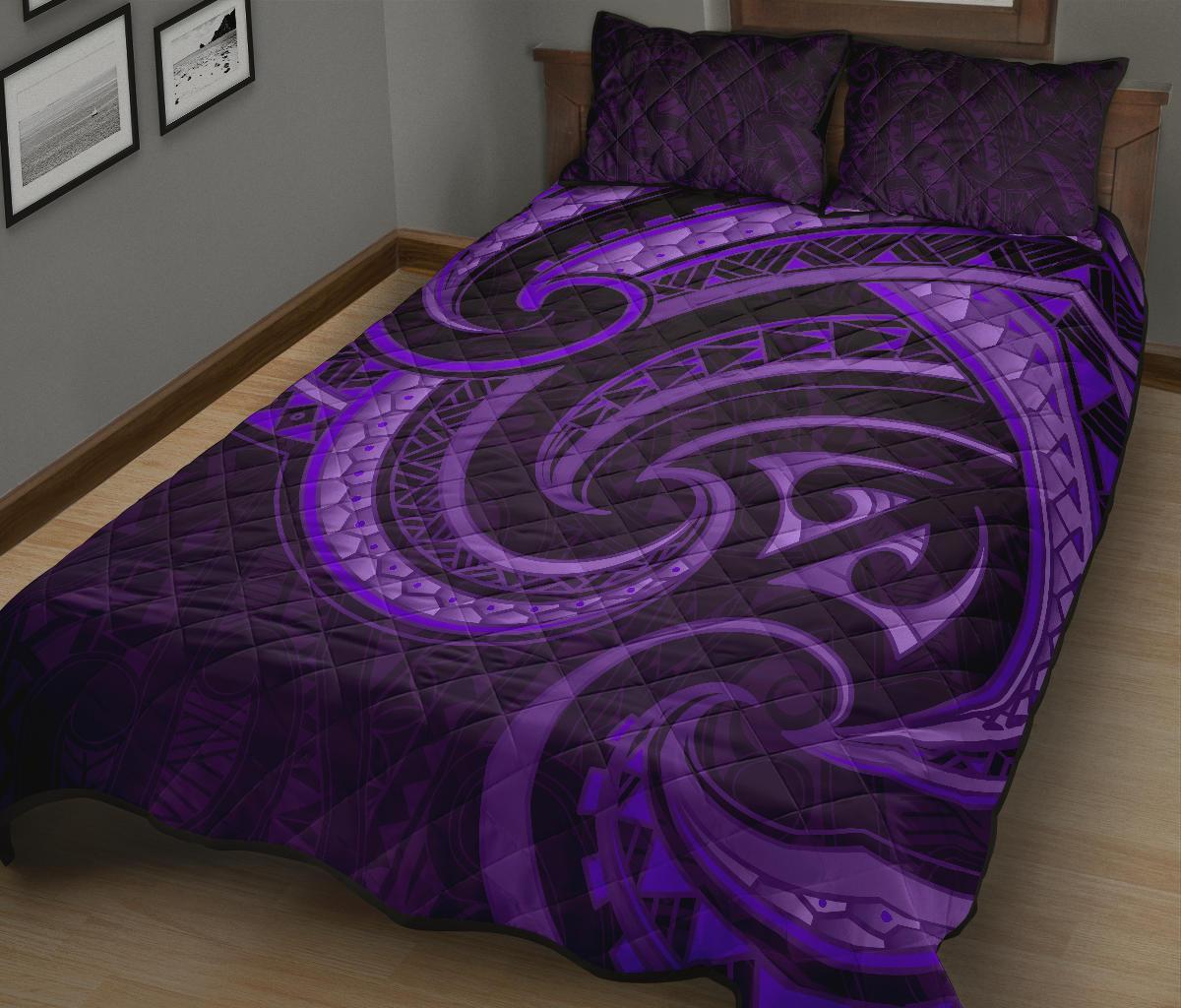 New Zealand Maori Mangopare Quilt Bed Set Polynesian Purple