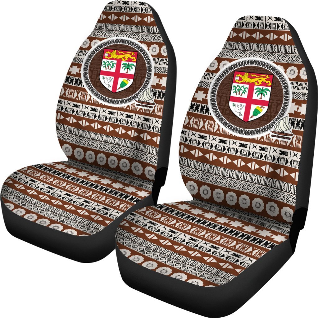 Fiji Car Seat Cover Fiji Coat Of Arms On Tapa Pattern A2
