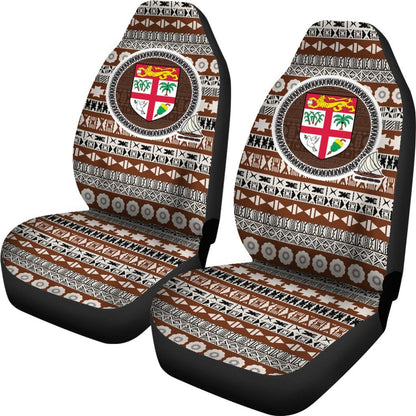 Fiji Car Seat Cover Fiji Coat Of Arms On Tapa Pattern A2