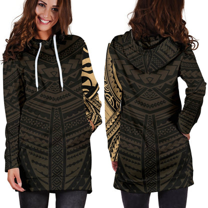 Maori Samoan Tattoo Women Hoodie Dress Gold Version