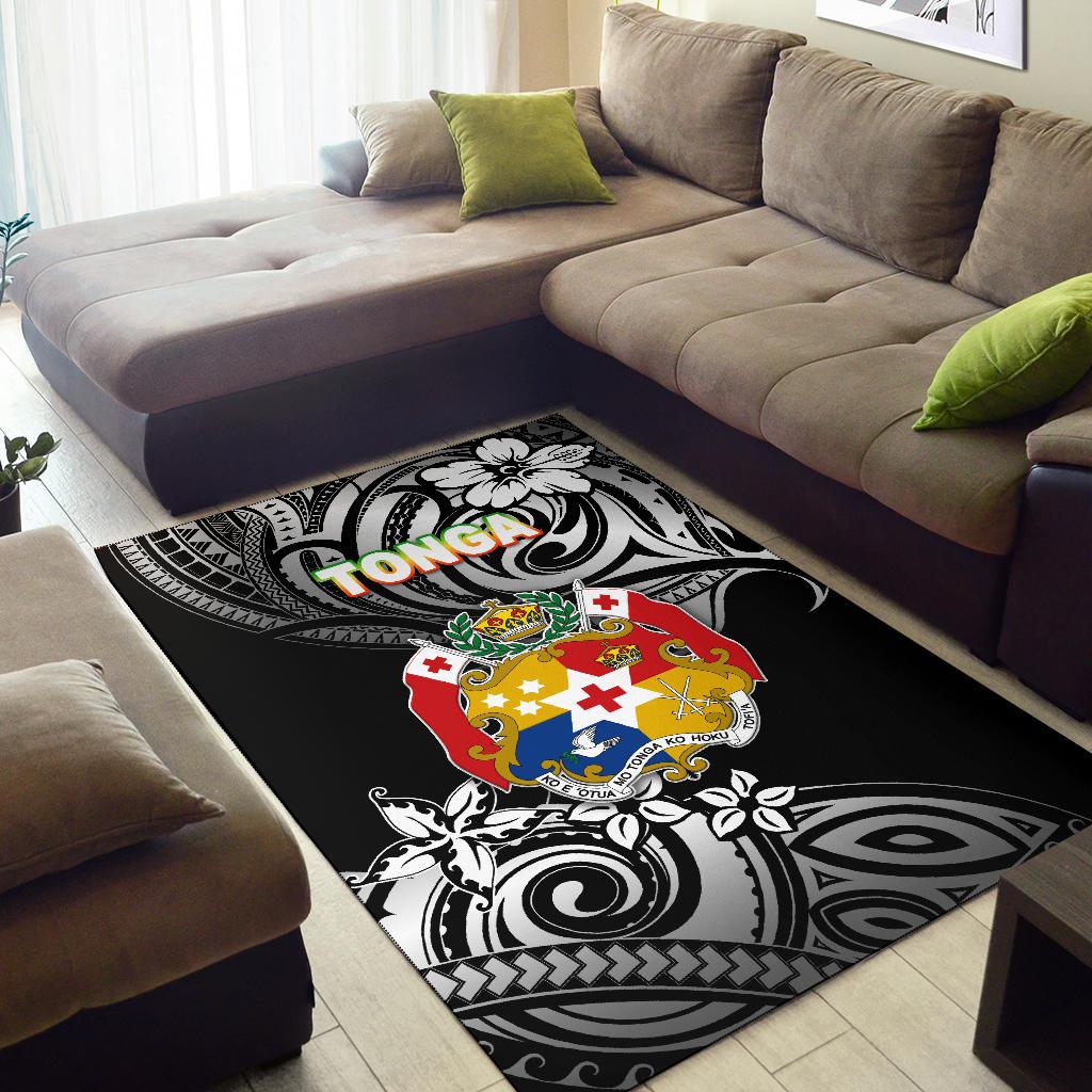Mate Ma'a Tonga Rugby Area Rug Polynesian Unique Vibes Black