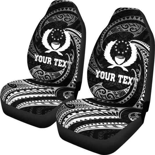 Pohnpei Micronesian Custom Personalised Car Seat Covers White Tribal Wave