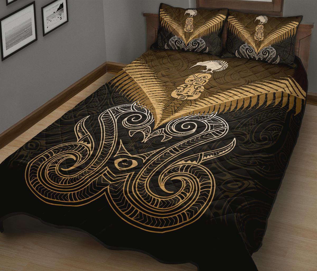 Maori Manaia New Zealand Quilt Bed Set Gold