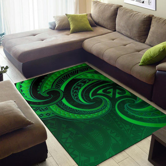 New Zealand Maori Mangopare Area Rug Polynesian Green