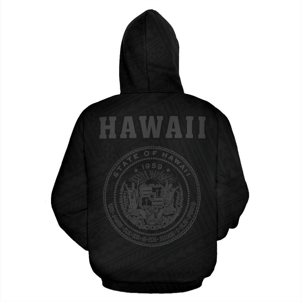 Polynesian Kakau Seal Of Hawaii Zip Hoodie Grey