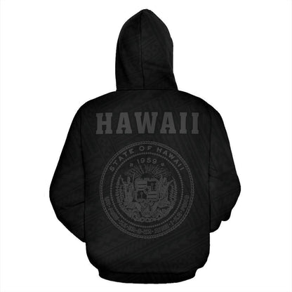 Polynesian Kakau Seal Of Hawaii Zip Hoodie Grey