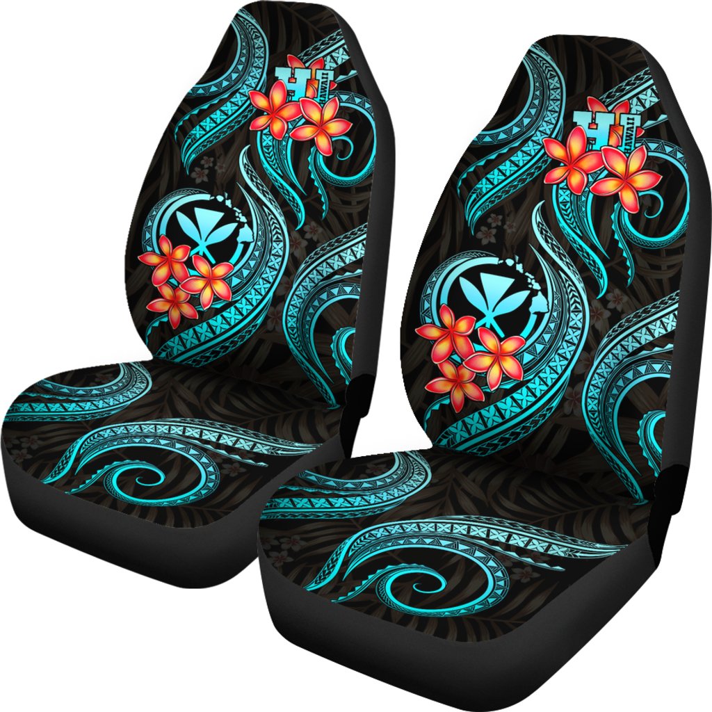 Polynesian Hawaii Car Seat Covers Turquoise Plumeria