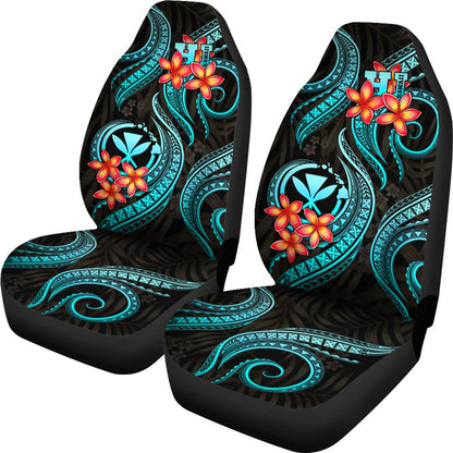 Polynesian Hawaii Car Seat Covers Turquoise Plumeria