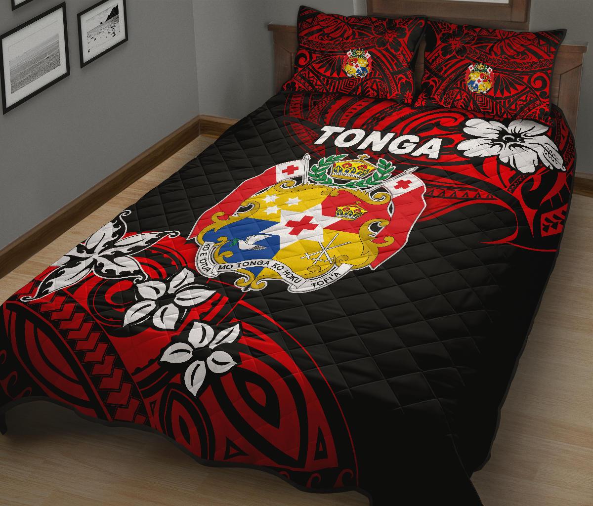 Mate Ma'a Tonga Rugby Quilt Bed Set Polynesian Unique Vibes Red