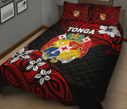 Mate Ma'a Tonga Rugby Quilt Bed Set Polynesian Unique Vibes Red