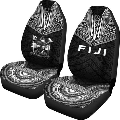 Fiji Car Seat Cover Fiji Coat Of Arms Polynesian Chief Tattoo Black Version