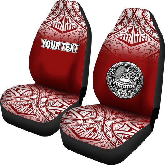 American Samoa Custom Personalised Car Seat Covers American Samoa Seal Polynesian Tattoo Fog Red