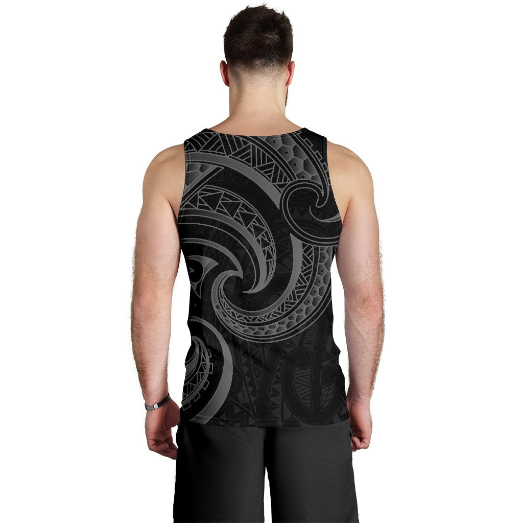 New Zealand Maori Mangopare Men Tank Top Polynesian Black